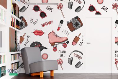 girly gadgets - children’s wall mural
