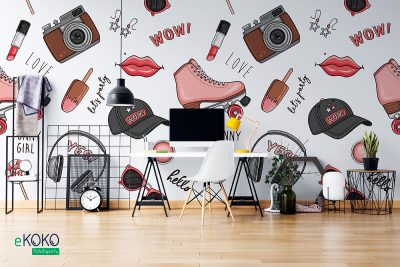 girly gadgets - children’s wall mural