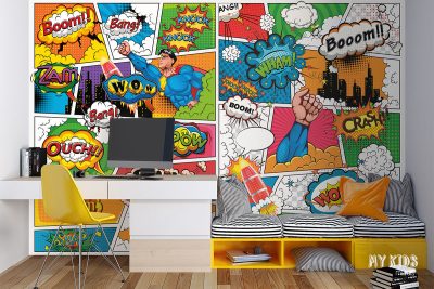 colorful superhero comic - children’s wall mural